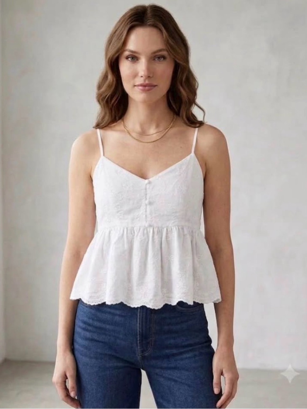 Altar’d State White Eyelet Peplum Camisole Top - Women's size M